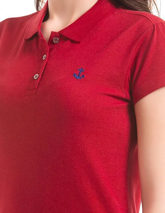 Flying Machine Women Polo Shirt with Short Sleeves Regular Fit