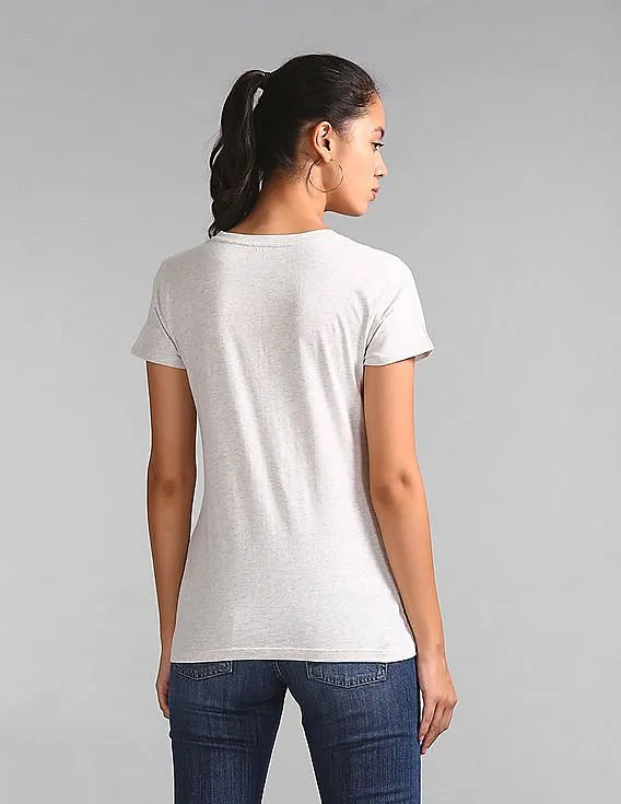 Beige GAP Women Short Sleeve Logo Graphic T-Shirt