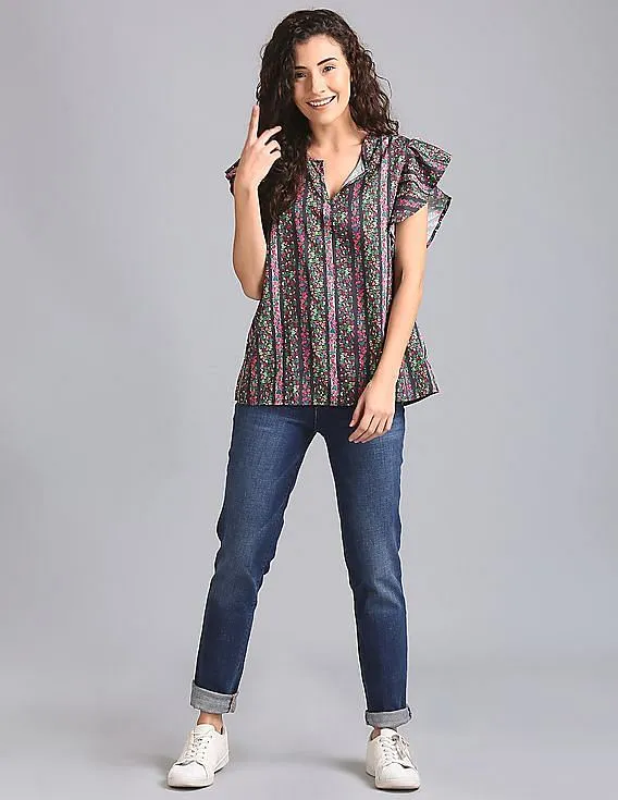 GAP Multi-Color Cascade Ruffle Top for Women