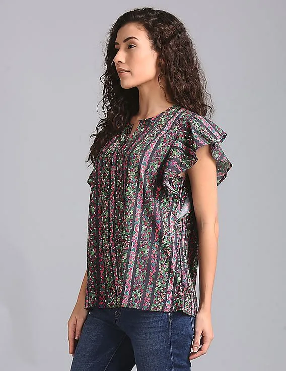 GAP Multi-Color Cascade Ruffle Top for Women