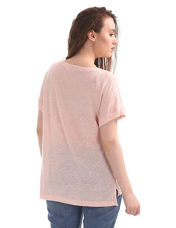 GAP Pink Lightweight Metallic Logo Short Sleeve T-Shirt Women