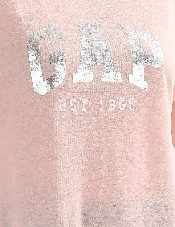 GAP Pink Lightweight Metallic Logo Short Sleeve T-Shirt Women