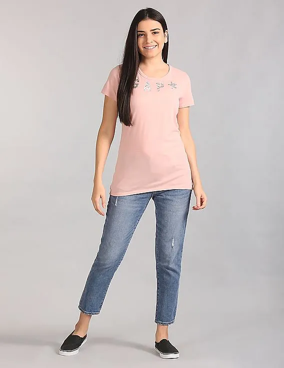 GAP Pink Short Sleeve Printed T-Shirt Women