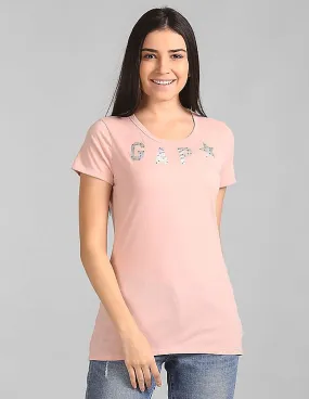 GAP Pink Short Sleeve Printed T-Shirt Women