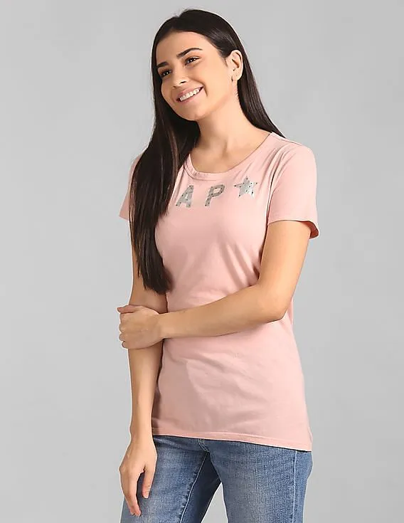 GAP Pink Short Sleeve Printed T-Shirt Women