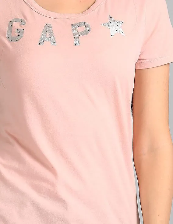 GAP Pink Short Sleeve Printed T-Shirt Women