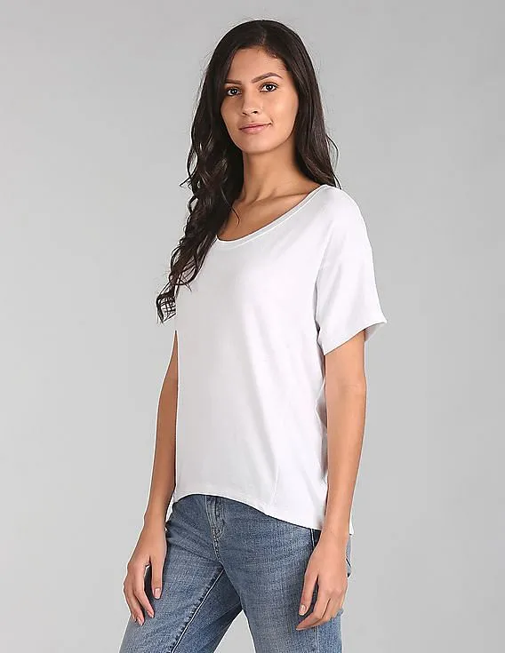 Gap Women White Softspun Short Sleeve Panel T-Shirt