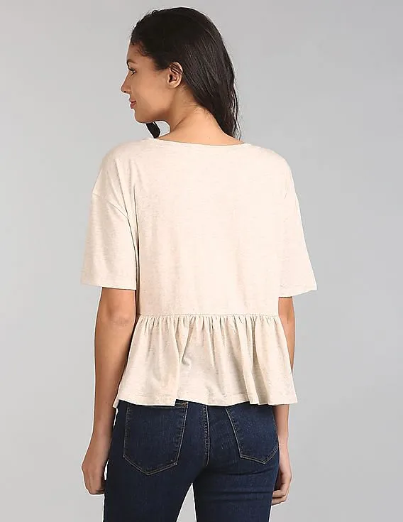 GAP Women's White Short Sleeve Ruffle Tee