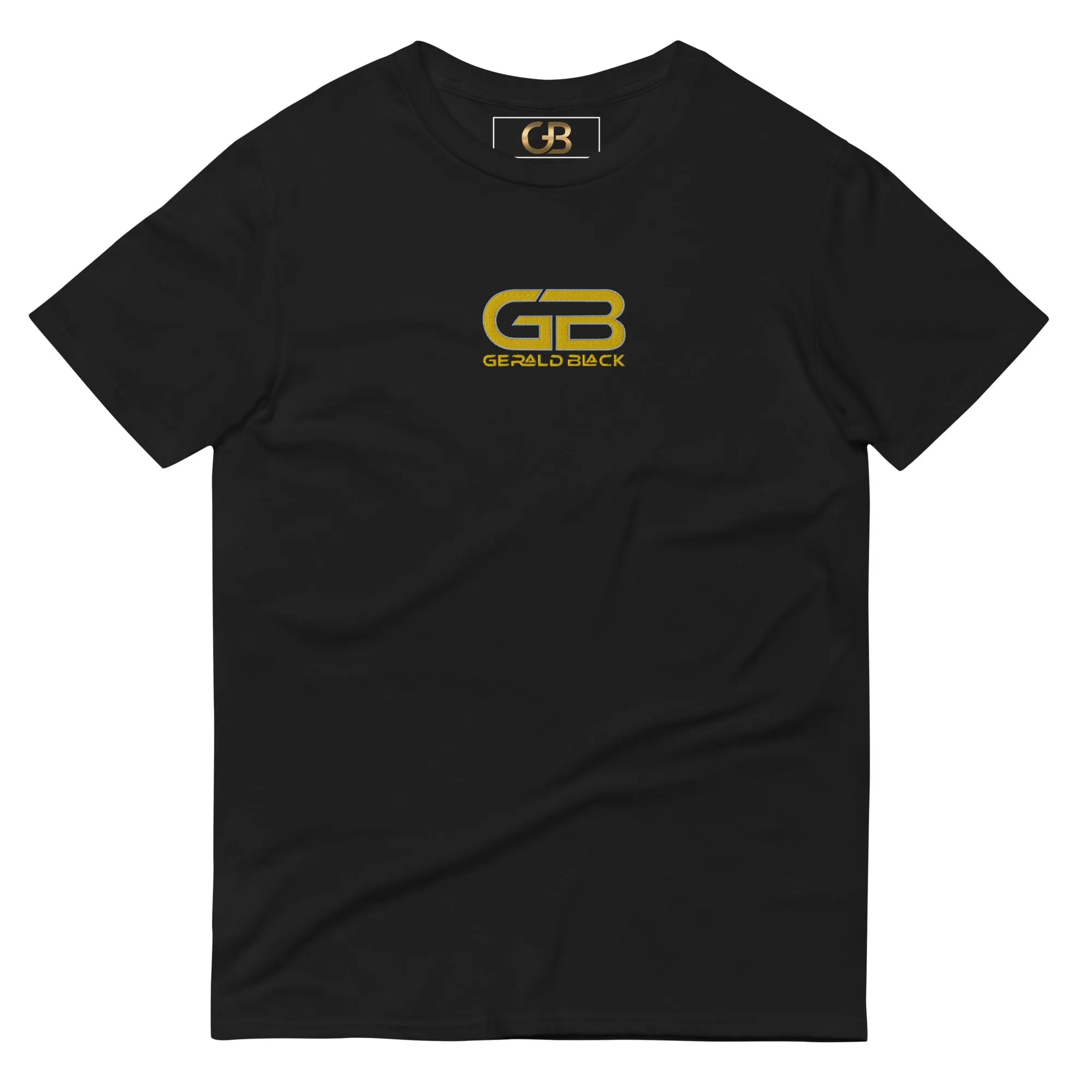 Black Embroidered Short-sleeve T-Shirt for Men and Women by Gerald