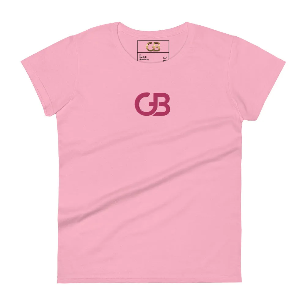 Gerald Women's Black Pink Embroidered Short Sleeve Graphic Tee