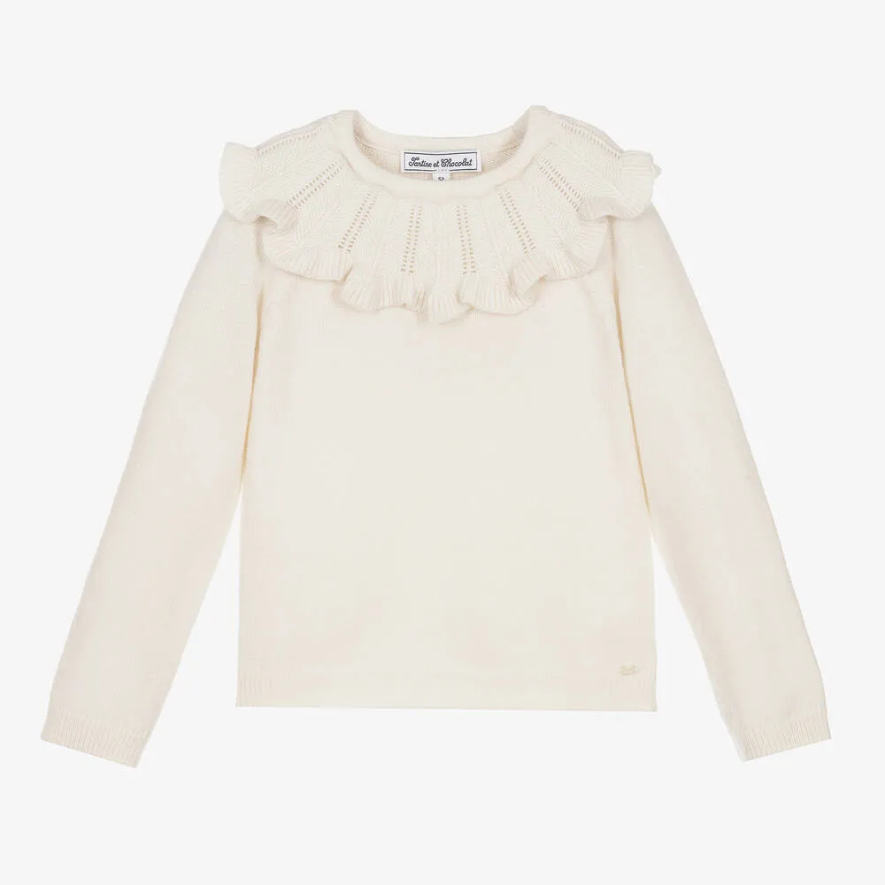 Ivory Wool Sweater for Girls