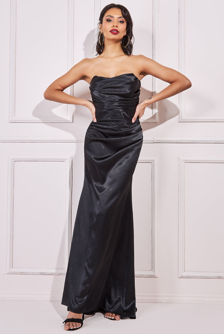 Goddiva Satin Bandeau Maxi Dress - Google SEO result: Stunning Satin Bandeau Maxi Dress by Goddiva