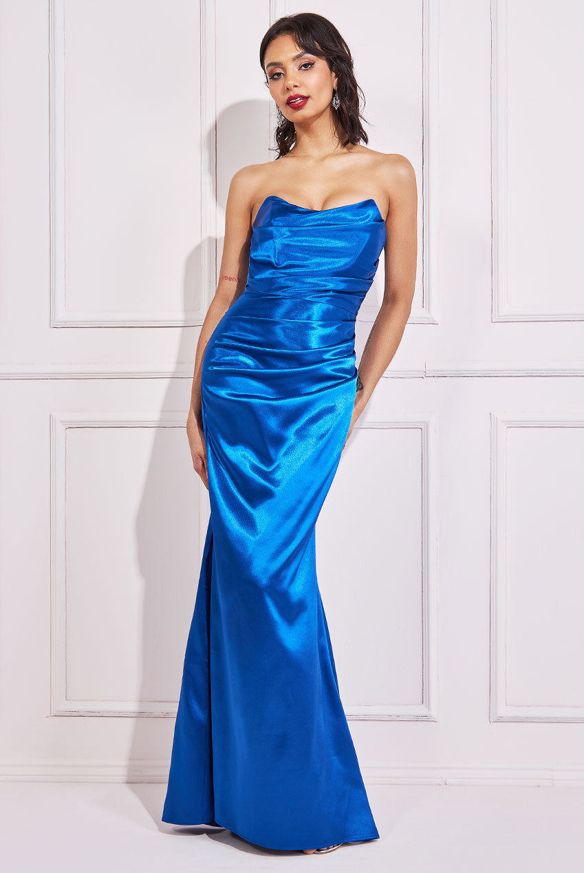 Goddiva Satin Bandeau Maxi Dress - Google SEO result: Stunning Satin Bandeau Maxi Dress by Goddiva