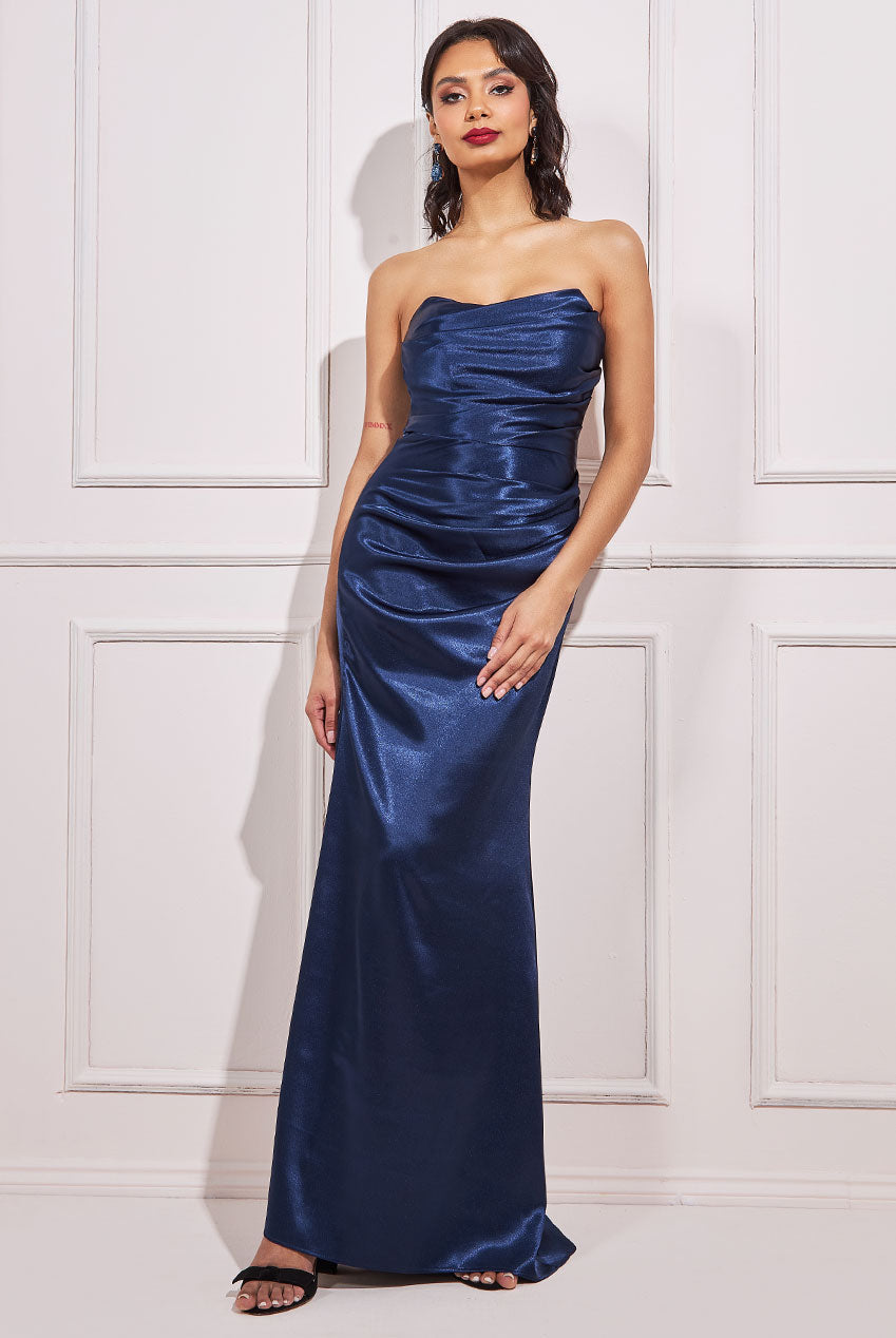 Goddiva Satin Bandeau Maxi Dress - Google SEO result: Stunning Satin Bandeau Maxi Dress by Goddiva