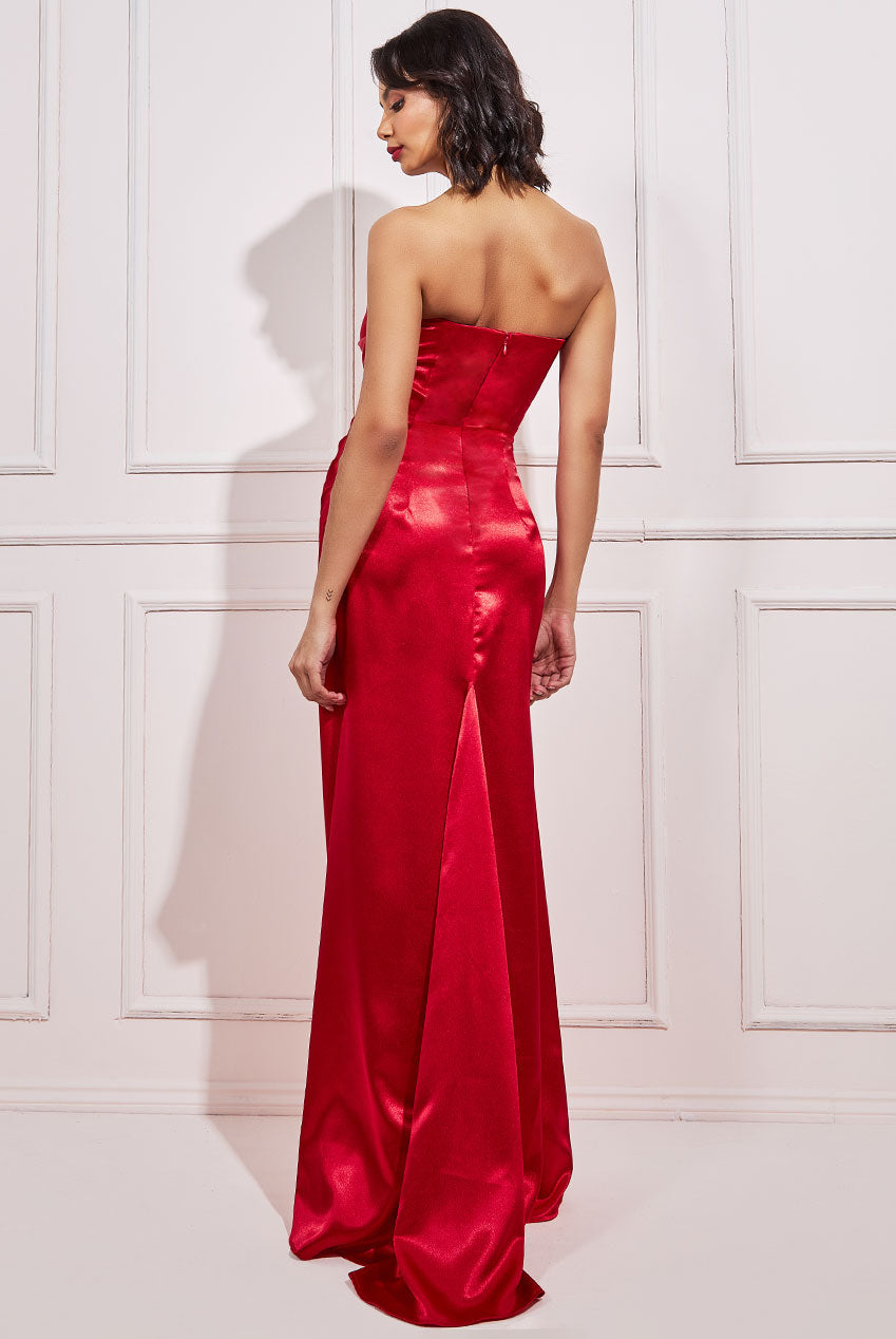 Goddiva Satin Bandeau Maxi Dress - Google SEO result: Stunning Satin Bandeau Maxi Dress by Goddiva