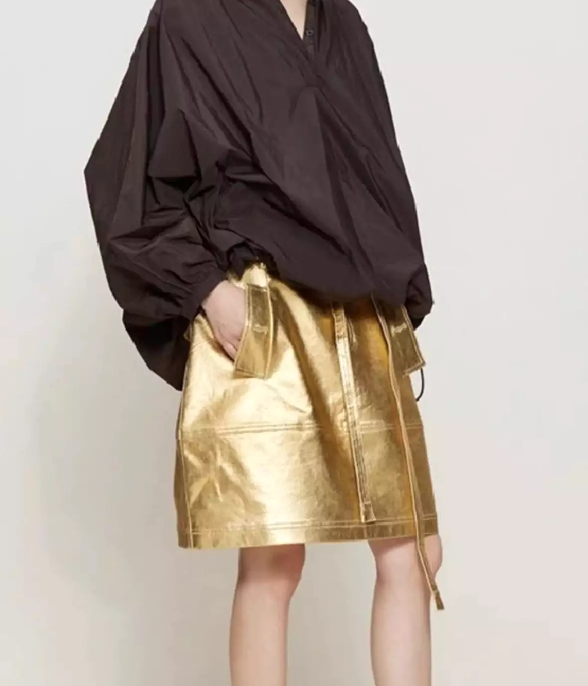 Gold Mini Skirt for Street Style