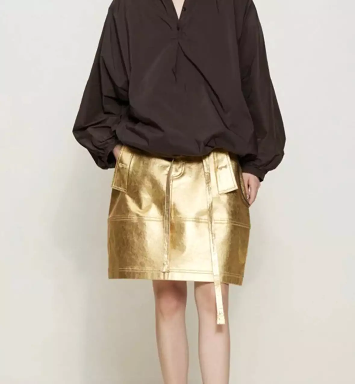 Gold Mini Skirt for Street Style