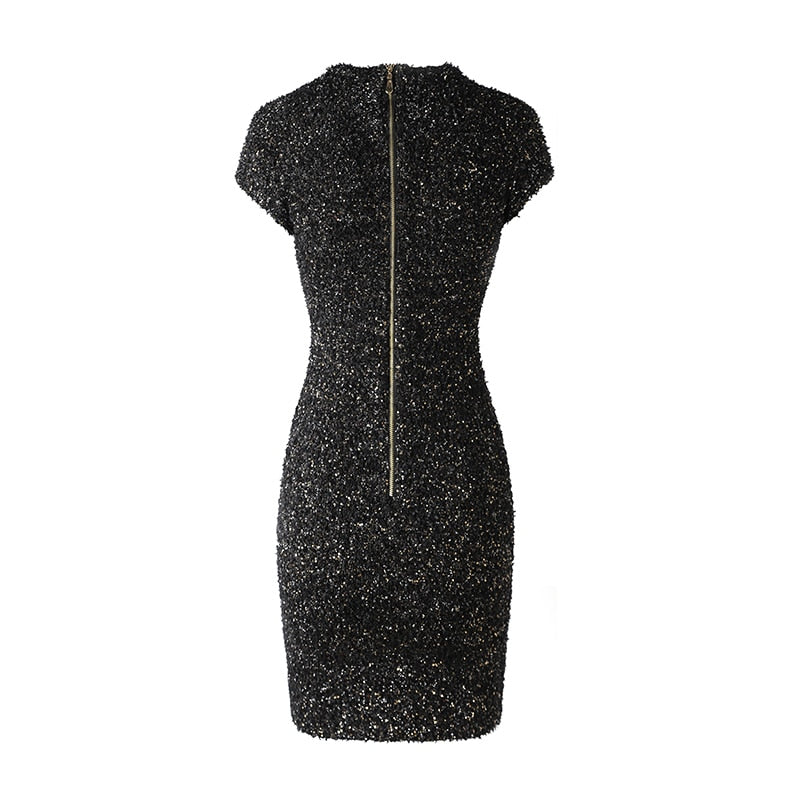 Google SEO result: Black Short Sleeve Casual Dress with Elastic Knit from Lt. Luxury