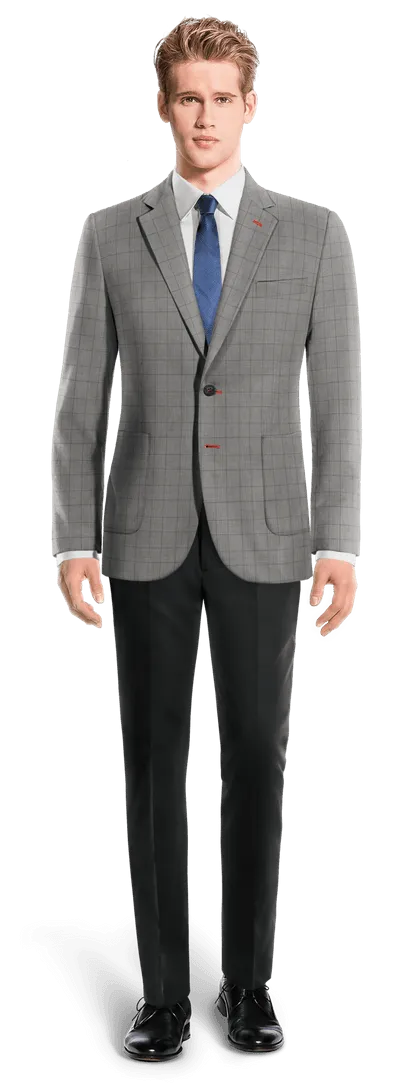 Gray Prince of Wales Checkered Mid-Season Blazer