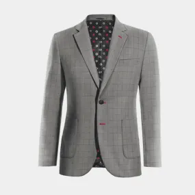 Gray Prince of Wales Checkered Mid-Season Blazer