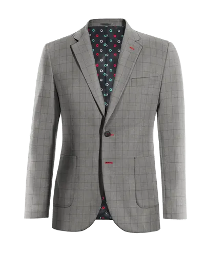 Gray Prince of Wales Checkered Mid-Season Blazer