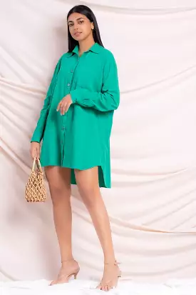 Green shirt dress with an oversized fit