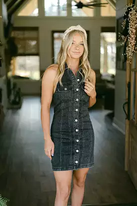 Halter Denim Mini Dress