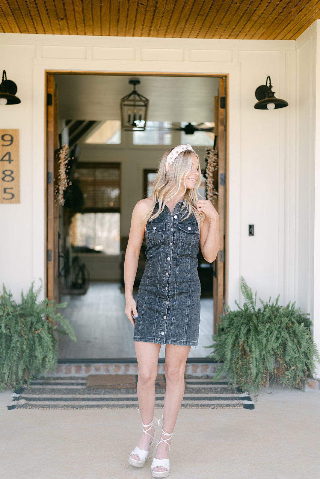 Halter Denim Mini Dress