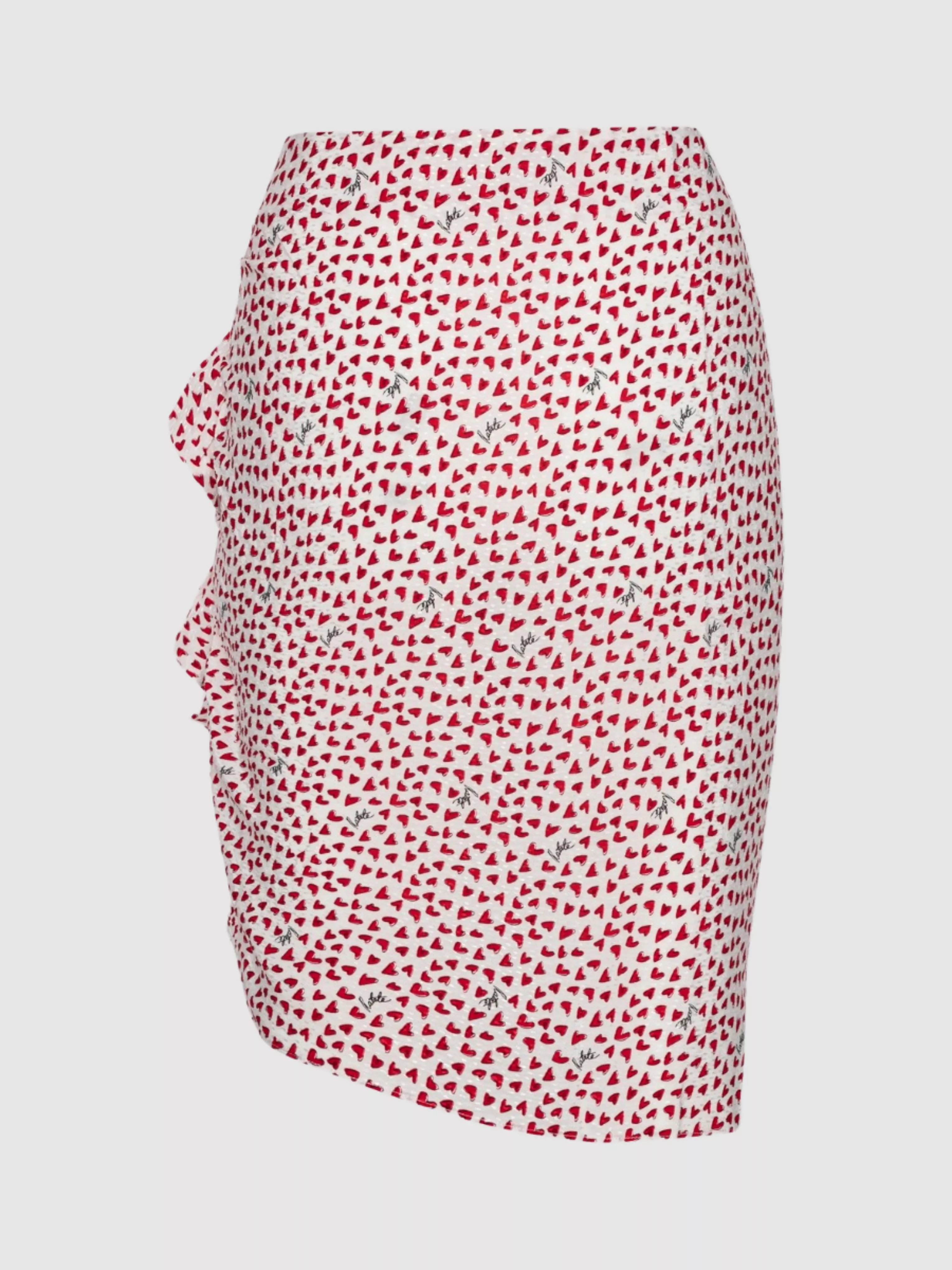 Heart Print Mini Ruffle Skirt - Search Results: Heart Print Mini Ruffle Skirt, Heart Printed Skirt, Mini Ruffle Skirt with Heart