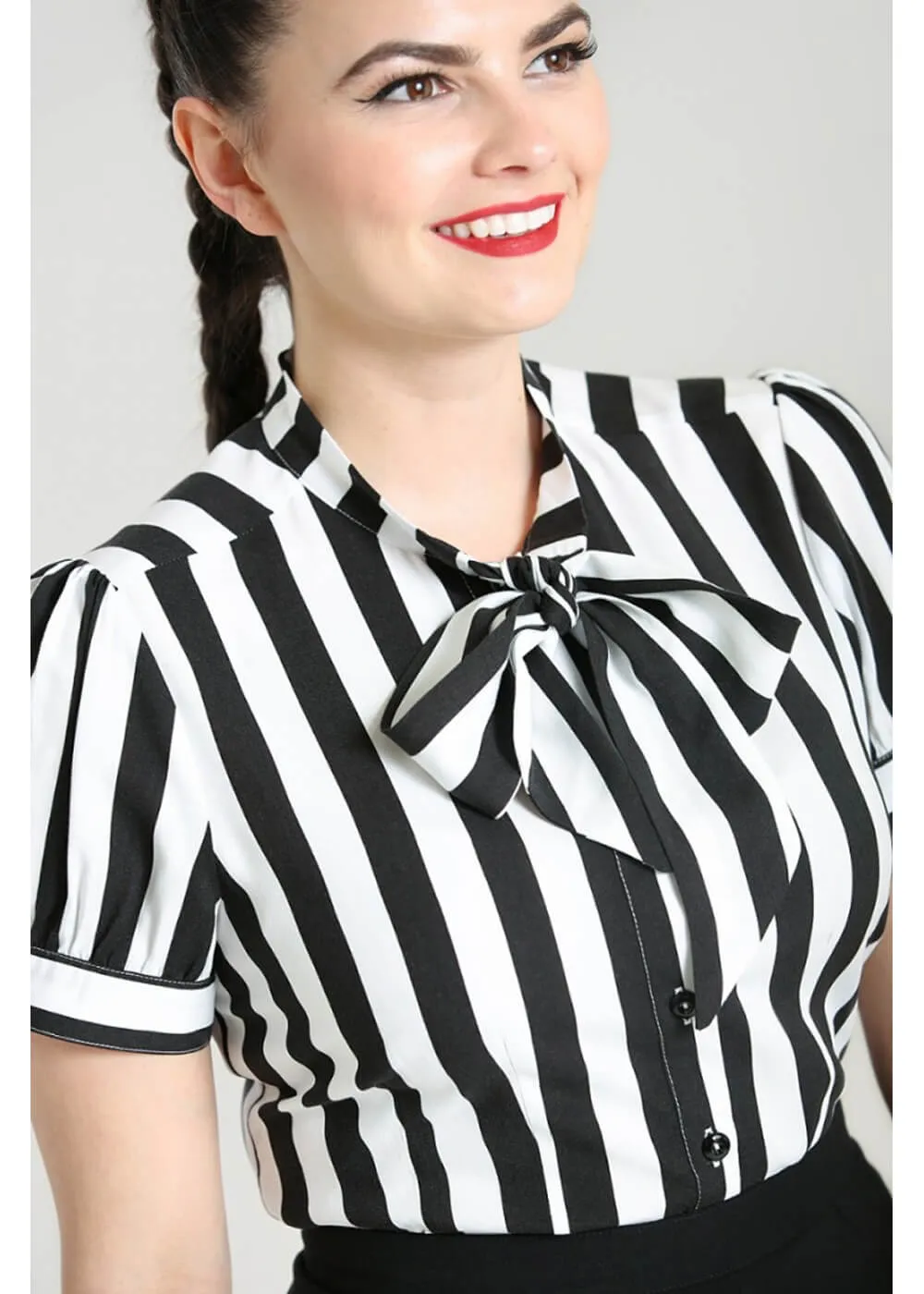 Hell Bunny Juno 40's Black and White Blouse for Women