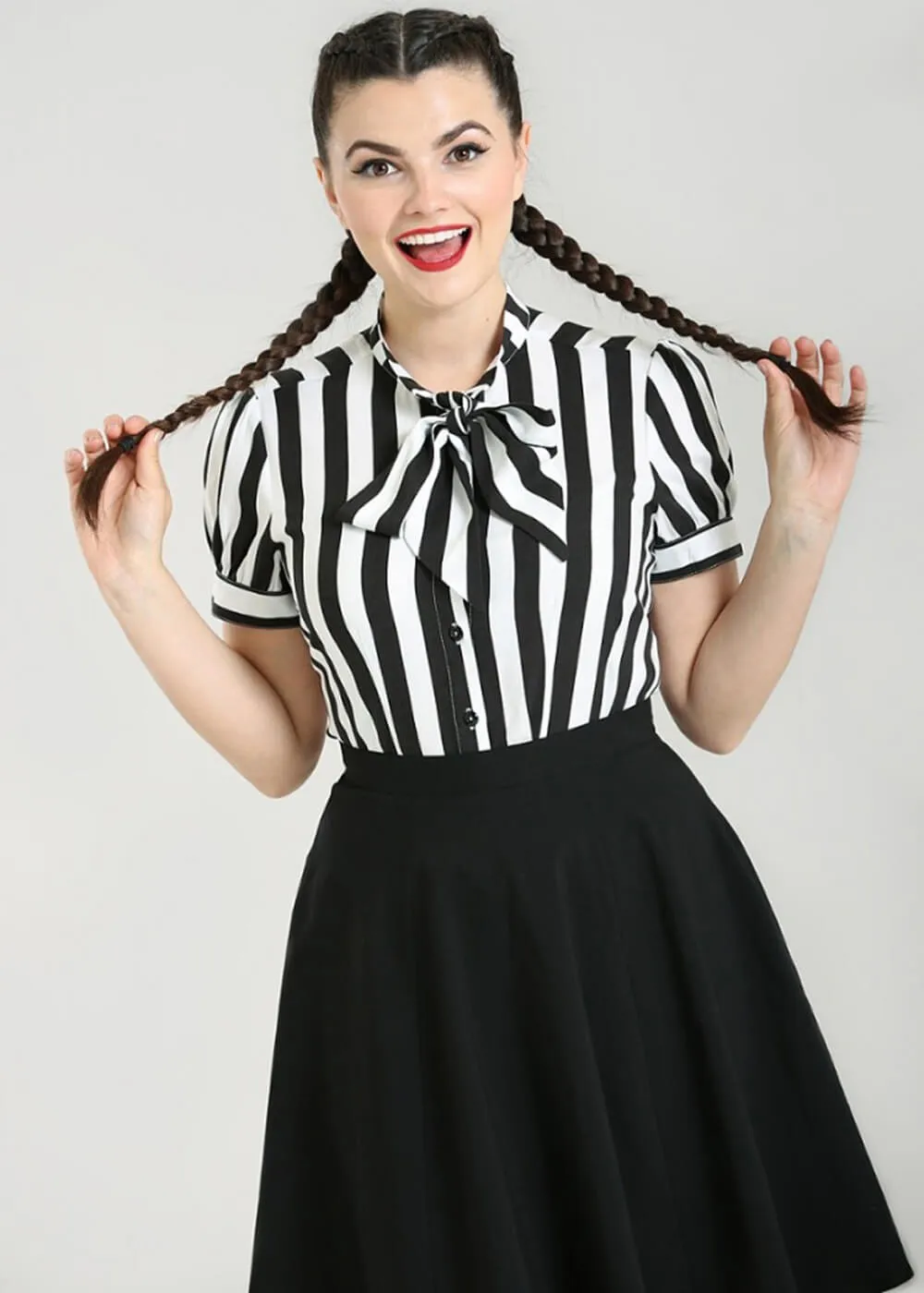 Hell Bunny Juno 40's Black and White Blouse for Women