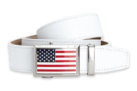 Heritage USA Flag White Classic Dress Belt with 1 3/8 Strap