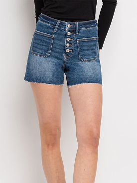 High rise patch shorts