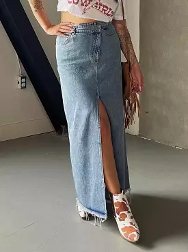 High Waist Denim Maxi Skirt - 27+ Styles Available!