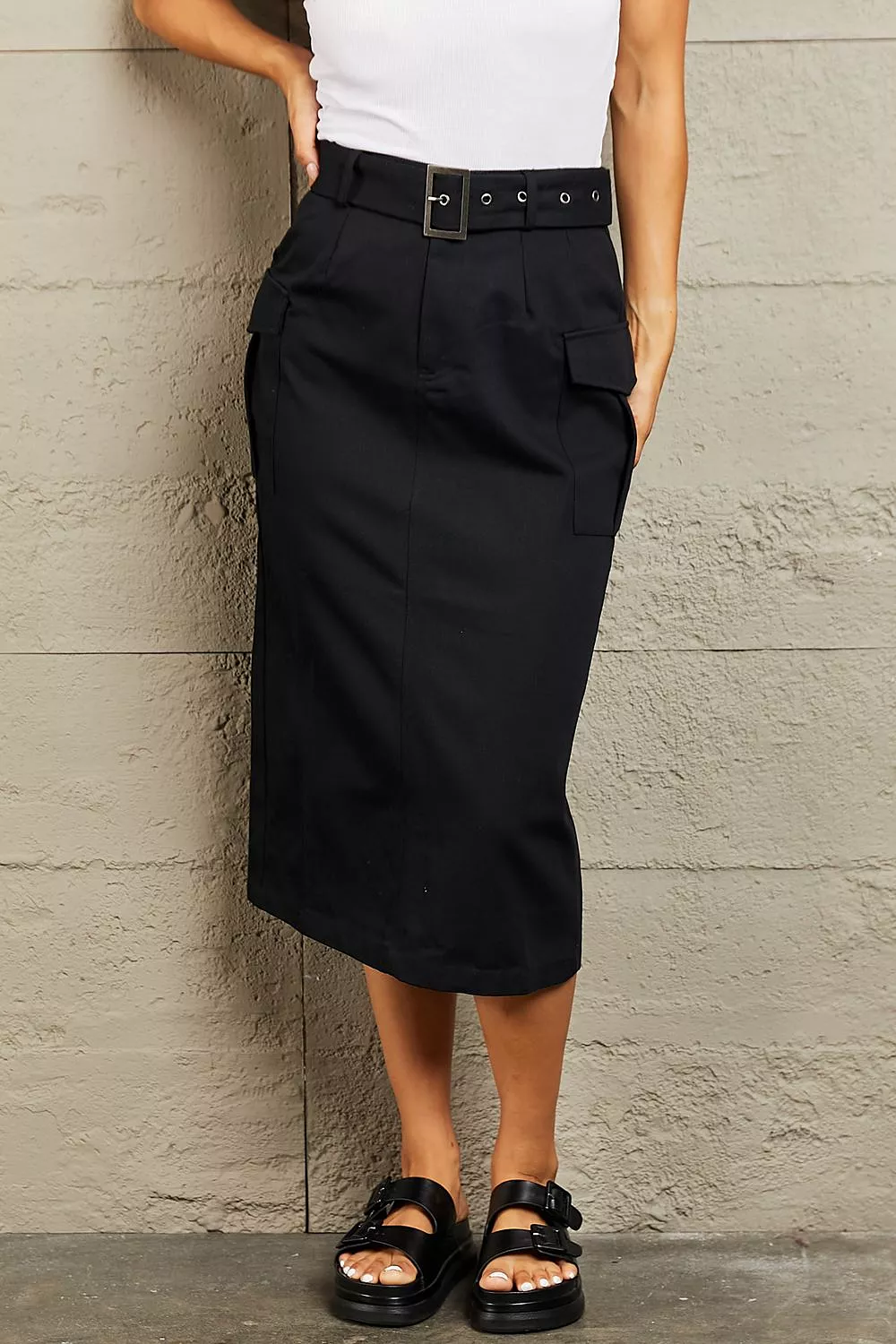 HYFVE Buckled Midi Skirt