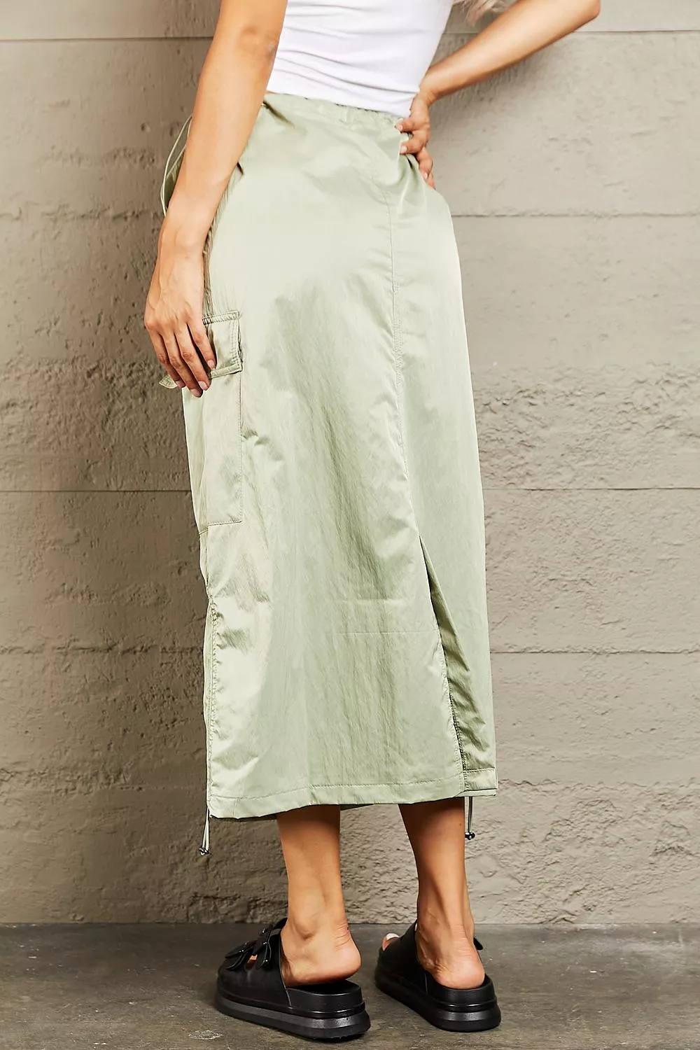 HYFVE High Waisted Cargo Midi Skirt