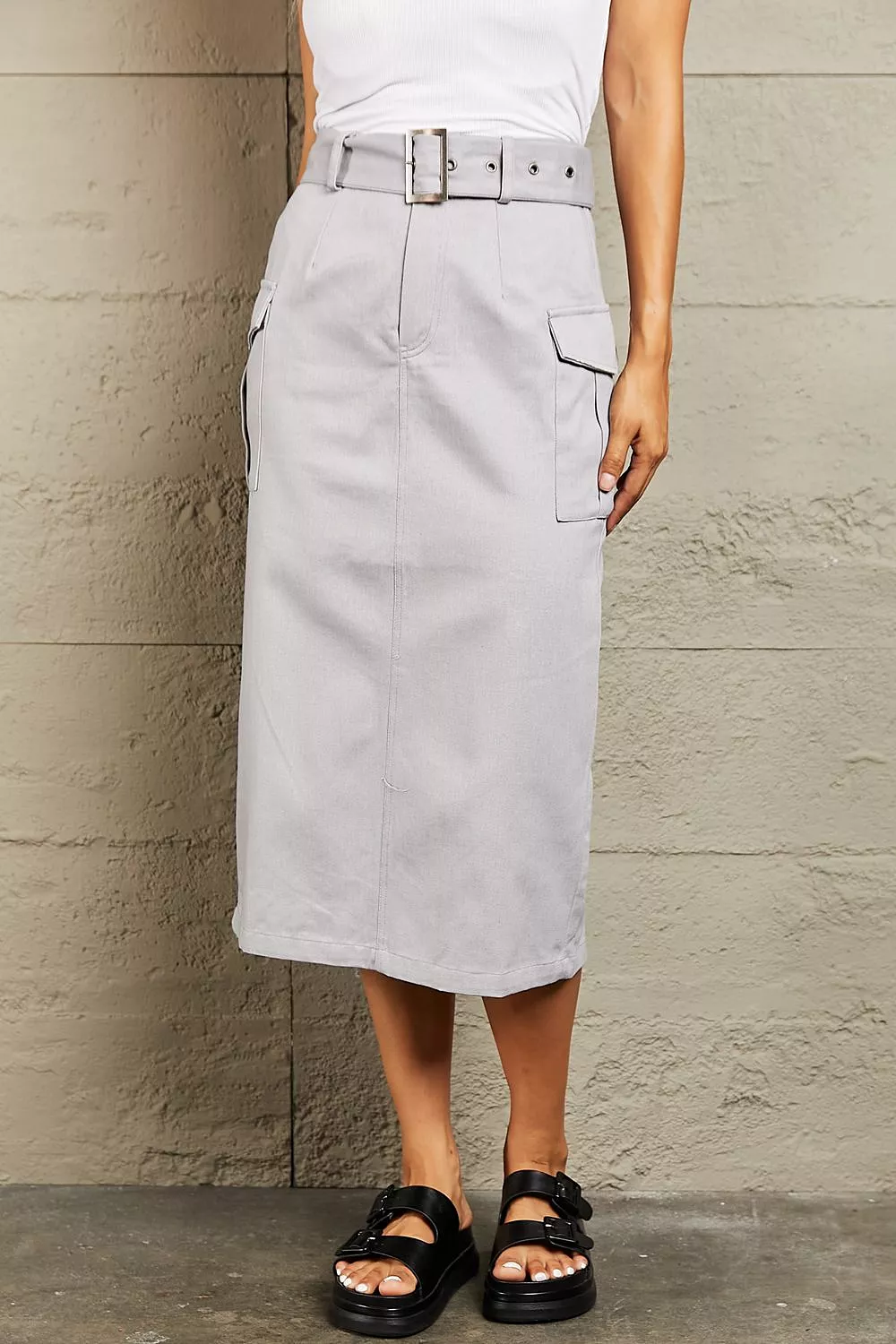 HYFVE Poise Buckled Midi Skirt