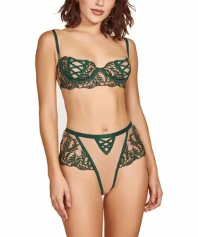 Women's Embroidered Mesh Bra and Panty Lingerie Set by iCollection