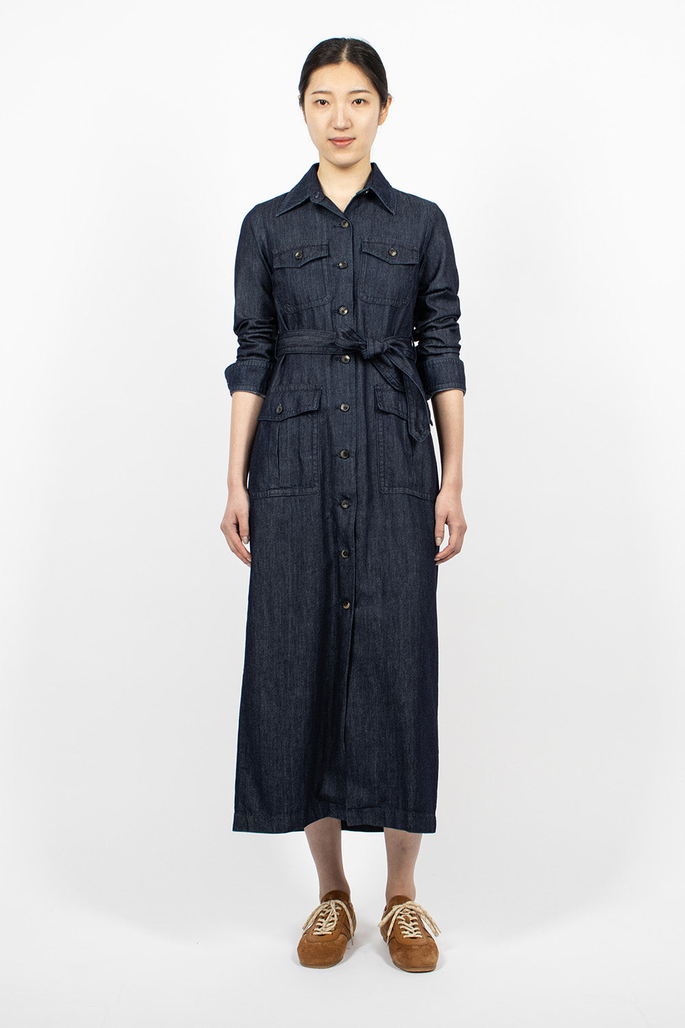 Indigo Denim Shirt Dress