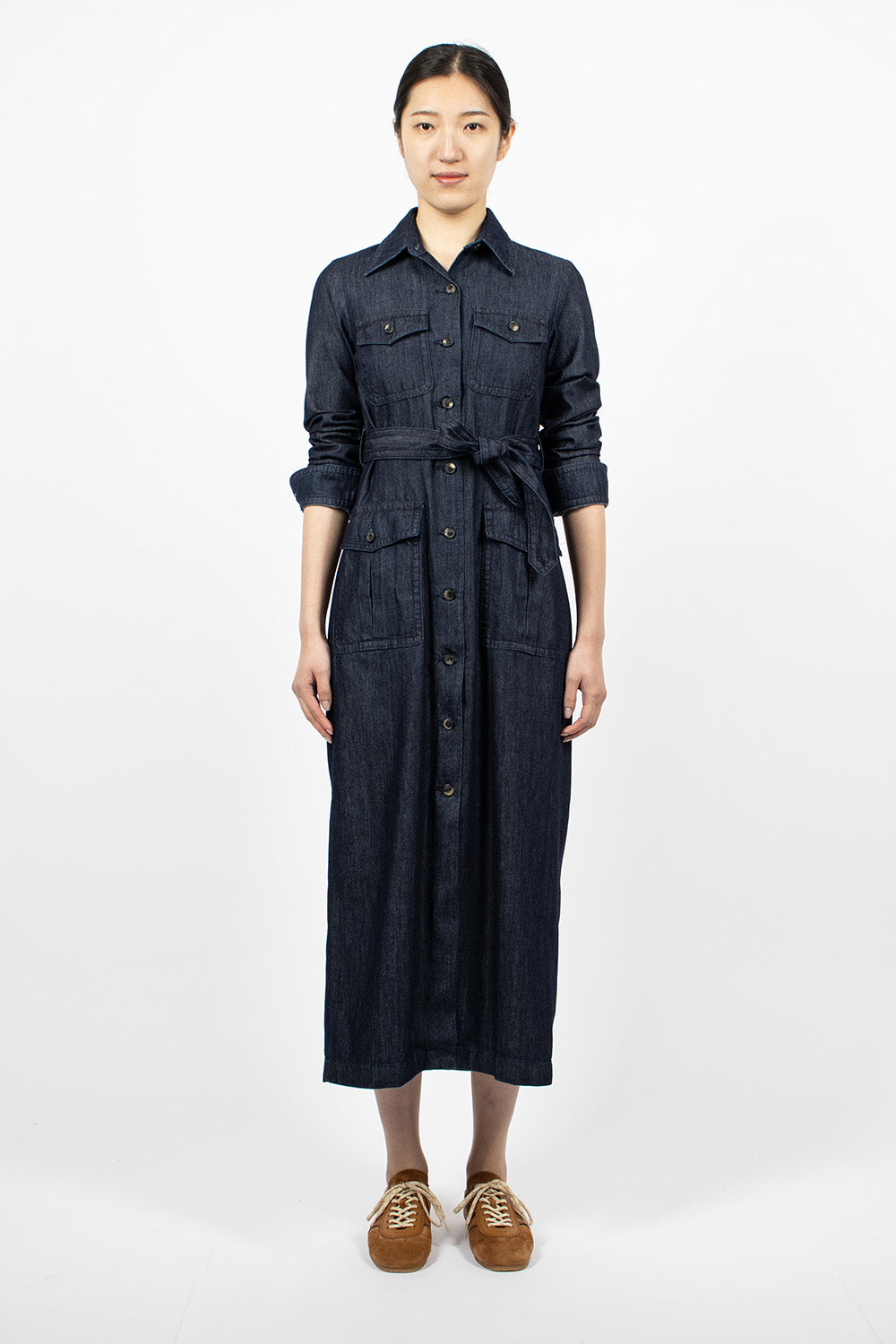 Indigo Denim Shirt Dress