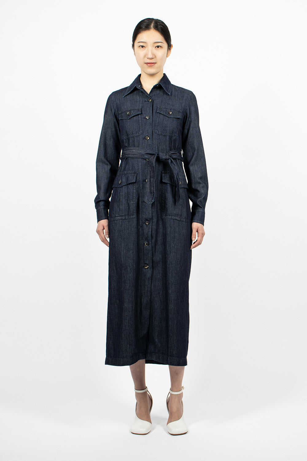 Indigo Denim Shirt Dress