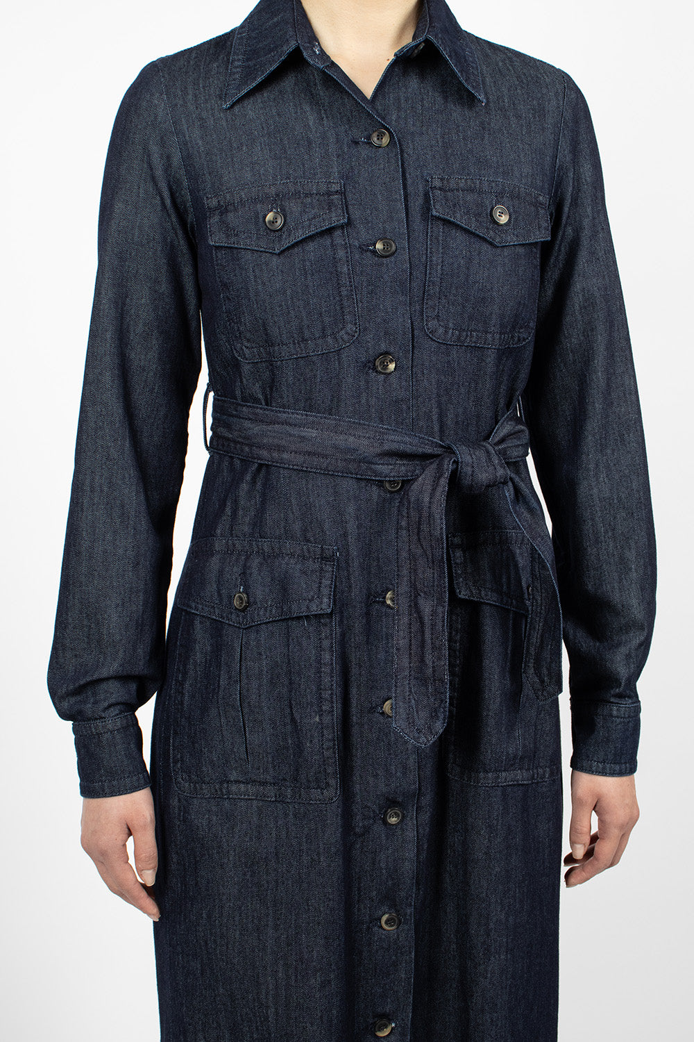 Indigo Denim Shirt Dress