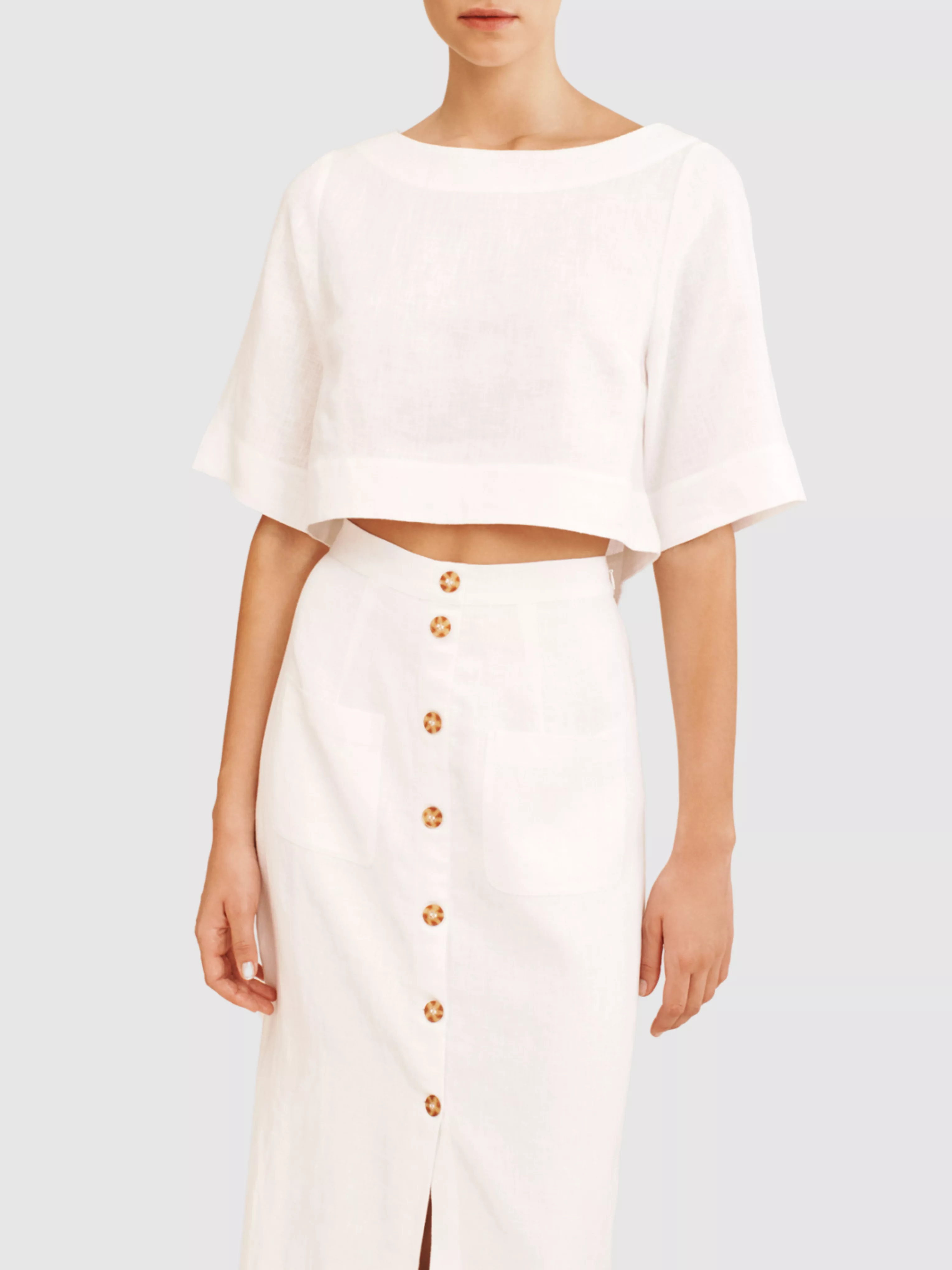 Ivory Button-own Midi Skirt