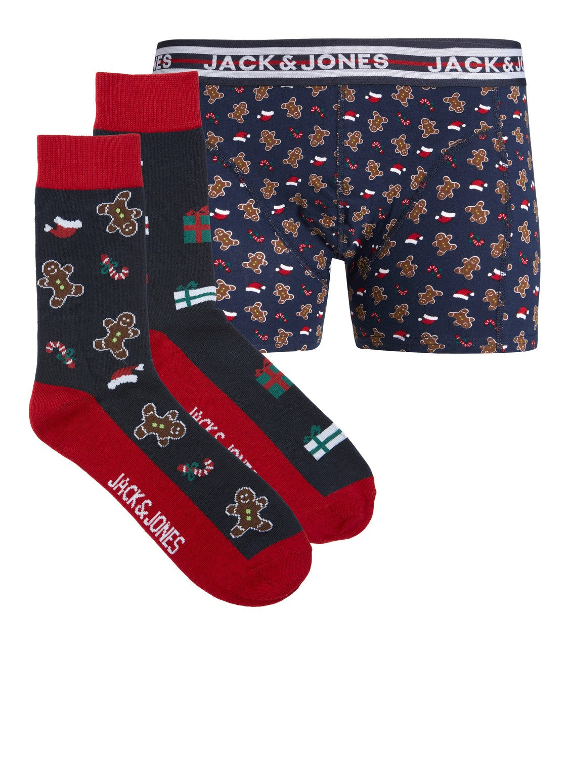 Jack & Jones Men's Christmas Gift Box Set - 'JacMerry' Boxer Trunk and Socks