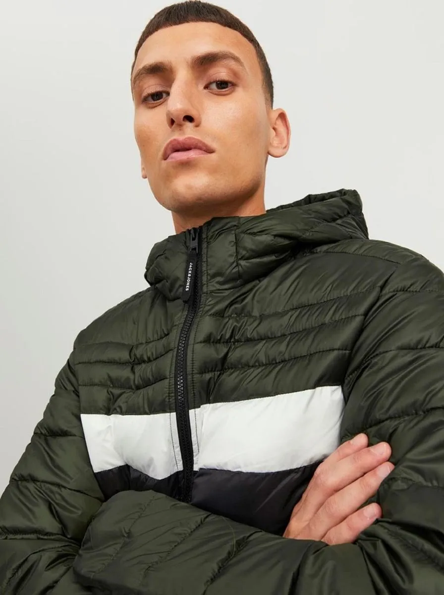 Jack and Jones Hero Puffer Hooded Jacket Rosin Blocked