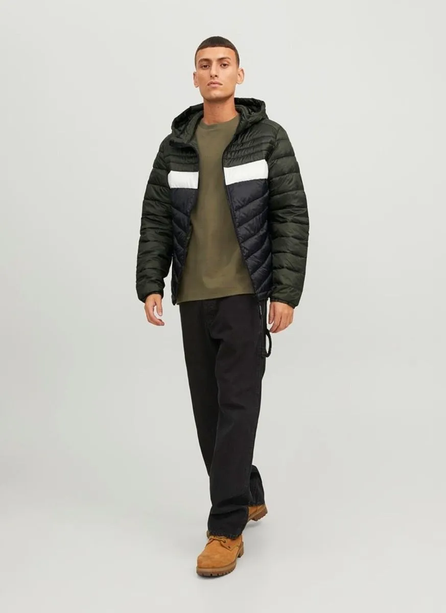 Jack and Jones Hero Puffer Hooded Jacket Rosin Blocked