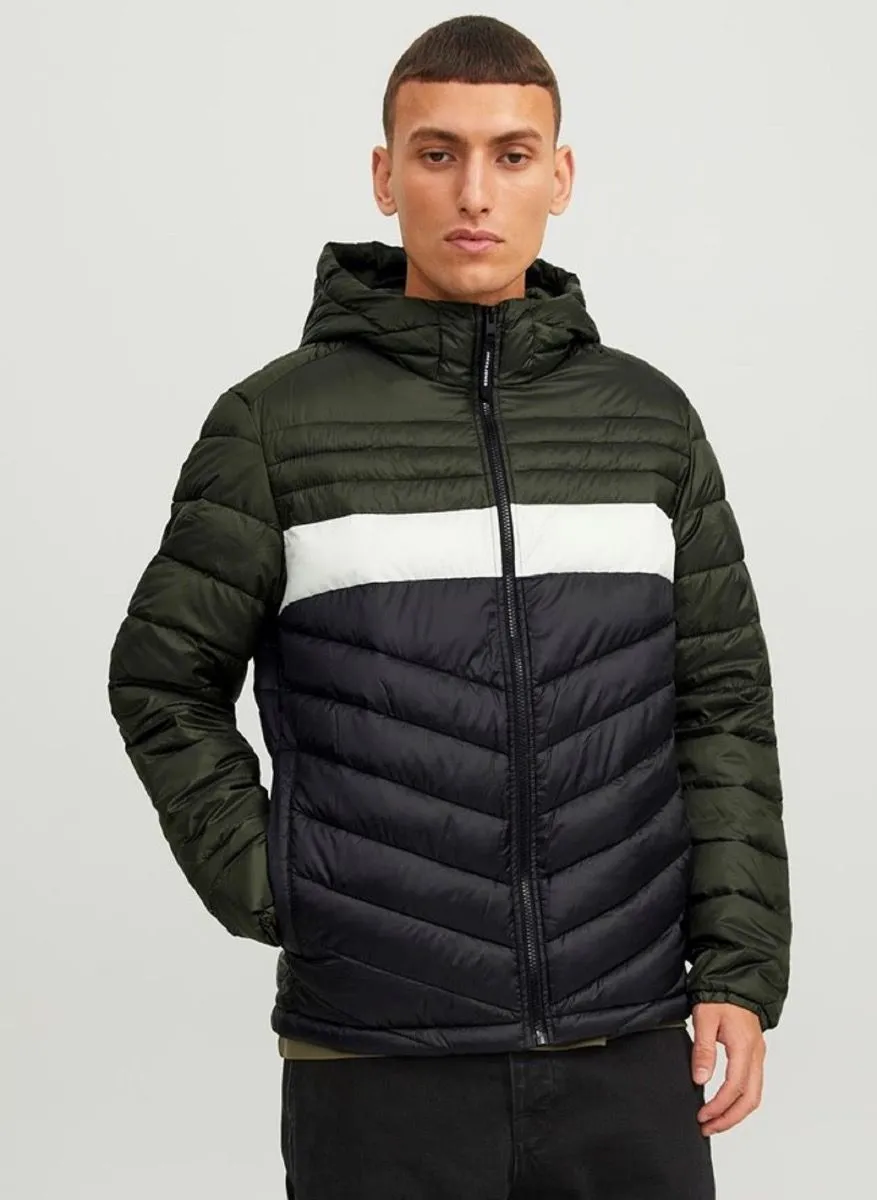 Jack and Jones Hero Puffer Hooded Jacket Rosin Blocked