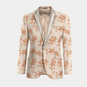 Jacquard floral light orange blazer smoking.