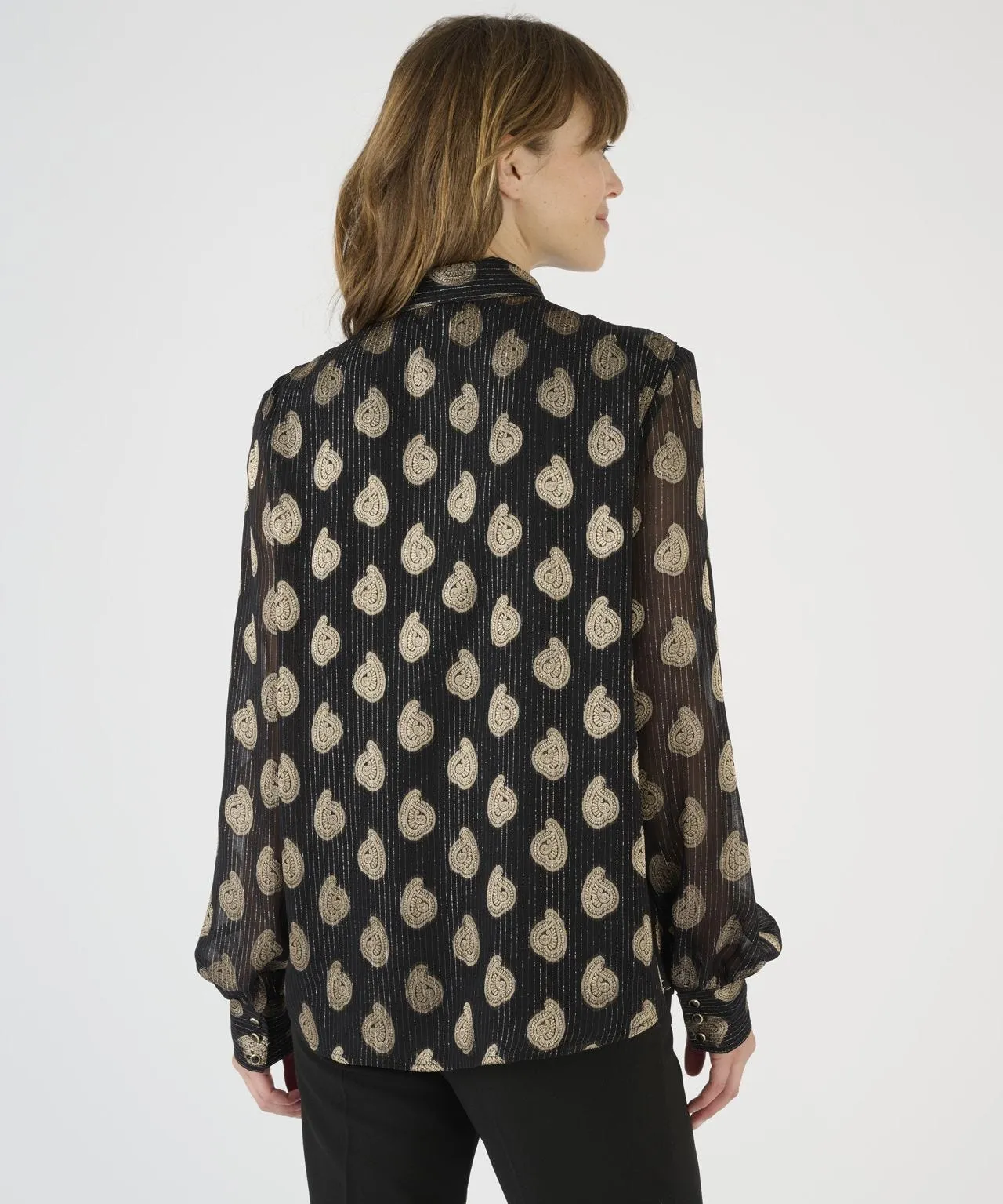 Fashionable Jacquard Foil Print Blouse