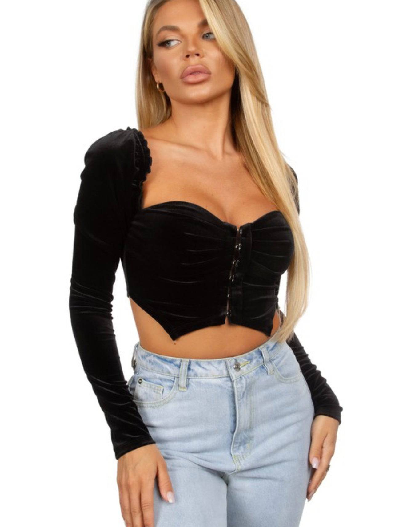 Jade Velvet Bustier Top